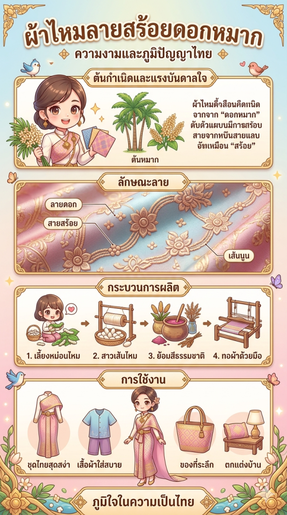 แหล่งเรียนรู้การทอผ้าไหมลายสร้อยดอกหมาก อำเภอกุดรัง จังหวัดมหาสารคาม